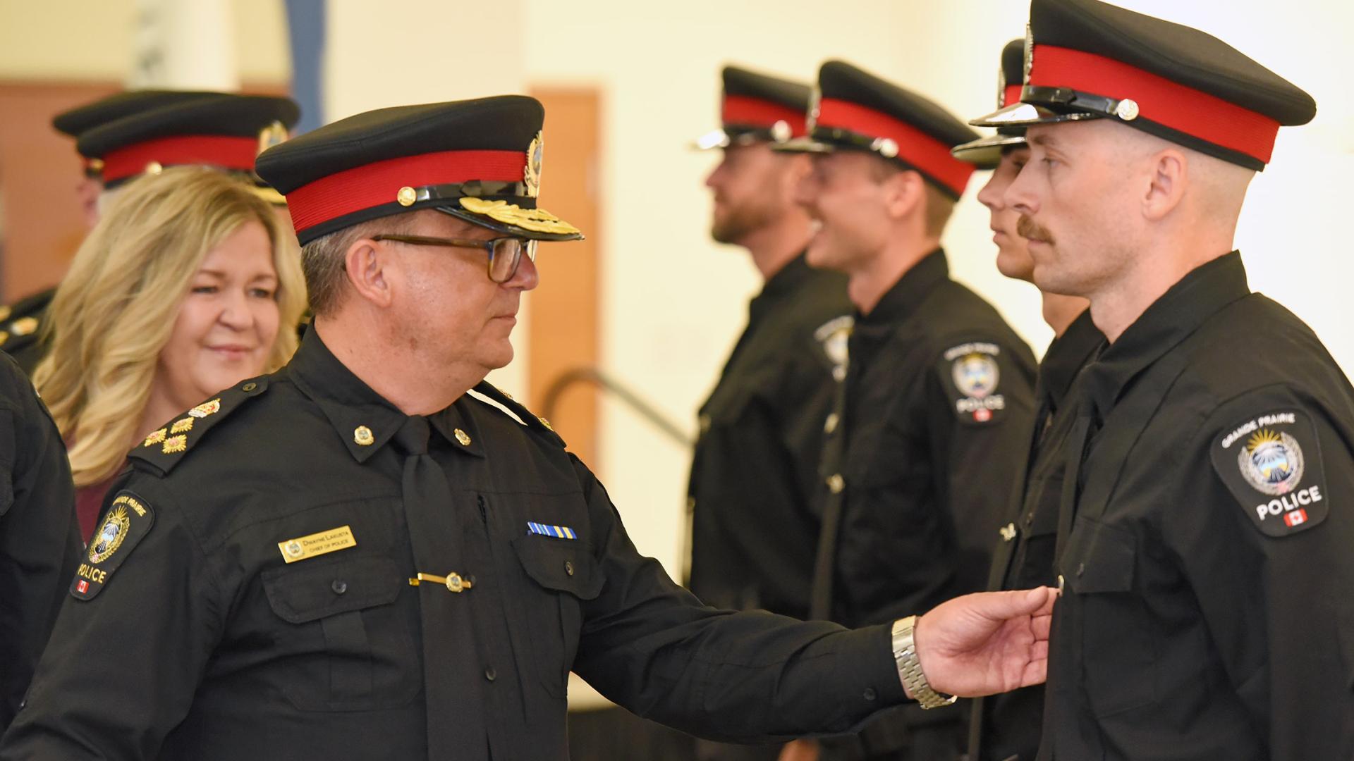 GPPS Chief Dwayne Lakusta inspects a graduate of Recruit Class #2