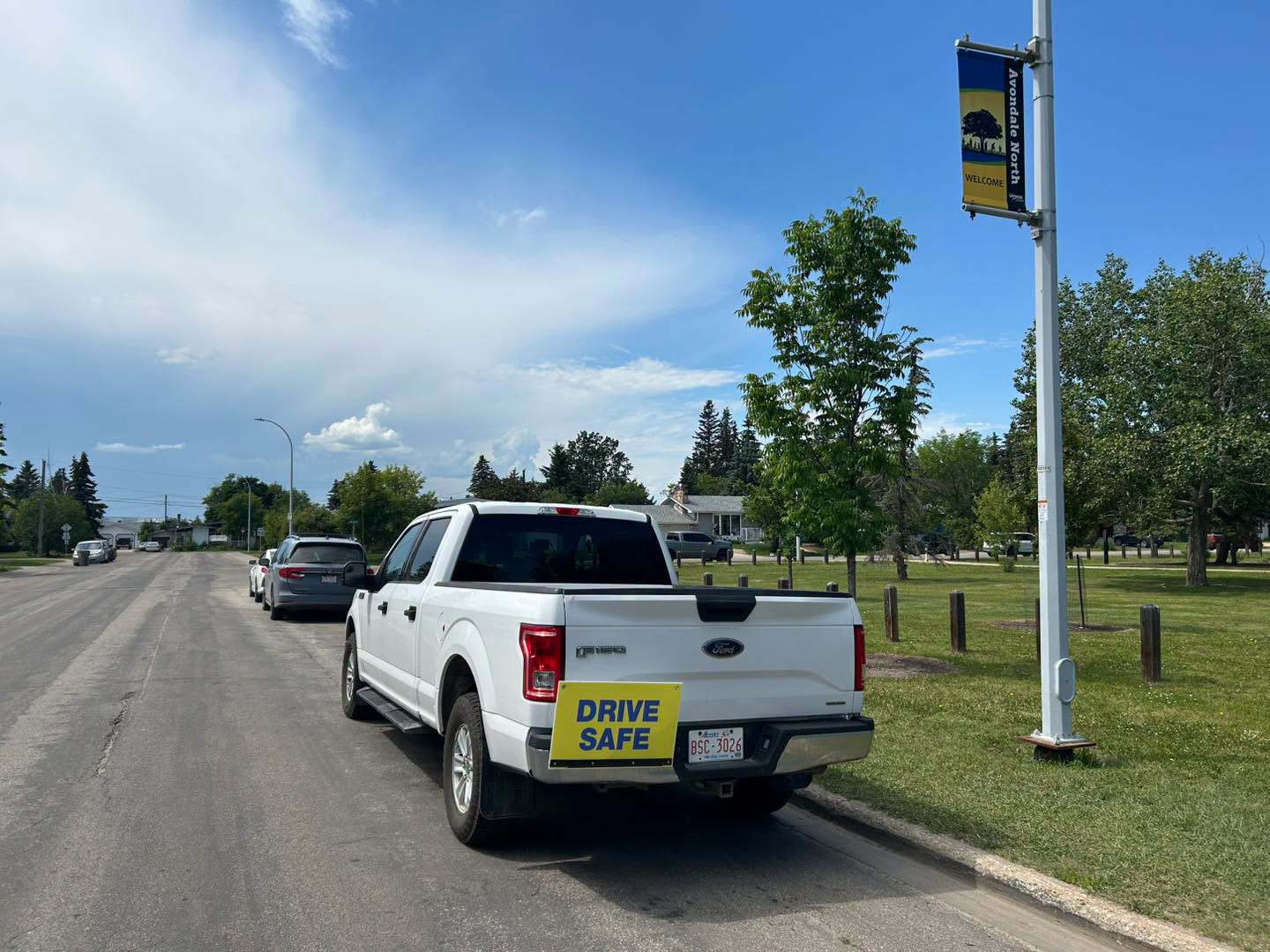 A photo radar truck by a playground